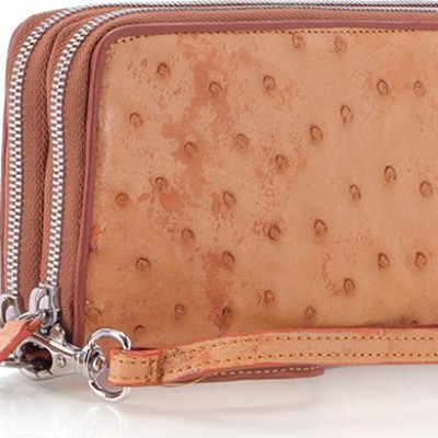 Ví Nữ Da Đà Điểu 2 Khóa Huy Hoàng HT3442 (11 x 22 cm) - Vàng