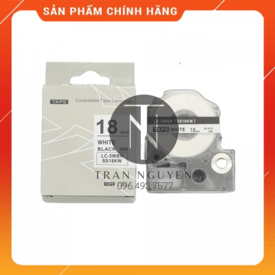[Combo 5 cuộn] Nhãn in Tepra SS18KW (LC-18WBN) - Chữ đen nền trắng 18mm x 8m - Hàng nhập khẩu
