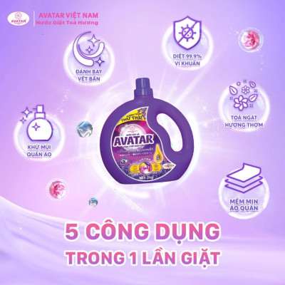Combo 2 Can Nước Giặt Xả Vải Hương Lavender Avatar (2 Kg/ Can)