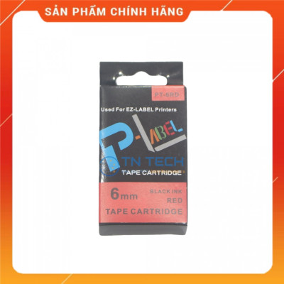 Nhãn in CASIO PT-6RD - Chữ đen nền đỏ 6MM x 8M - Dùng cho máy in nhãn CASIO [Hàng nhập khẩu]