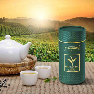 TRÀ XANH PREMIUM TEA Napoli Coffee Cao Cấp Cầu Đất Đà Lạt Giúp Định thần, Đậm vị, Hậu Ngọt Thơm Lâu - Lon 100g