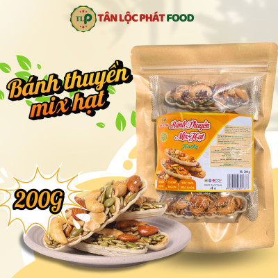 (Tặng Mít Sấy Dẻo Hũ 250G) Combo Hạt Dinh Dưỡng Bánh Thuyền Mix Hạt Túi 200g + Macca Hũ 300g