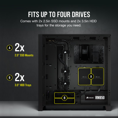 Vỏ Case Máy Tính Corsair 4000D AIRFLOW Black - Hàng Chính Hãng