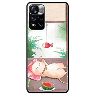 Ốp lưng dành cho Xiaomi Redmi Note 11 Pro 5G ( Bản Nội Địa ) - Mèo Nằm Chờ Cá