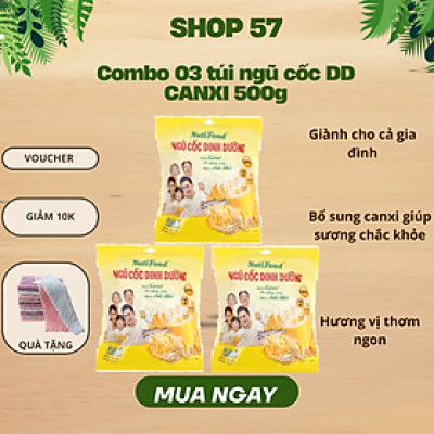 Combo 3 bịch Ngũ cốc Canxi (500g) của hãng Nutifood giúp Xương chắc khỏe dùng cho cả gia đình