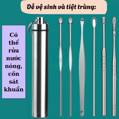 Bộ dụng cụ lấy ráy tai inox cao cấp- Bộ ngoáy tai y tế inox 304- Dụng cụ lấy ráy tai chuyên nghiệp- Bộ vệ sinh tai không đau, an toàn- Bộ dụng cụ ngoáy tai chống gãi rát- Que lấy ráy tai đa năng bằng thép không gỉ