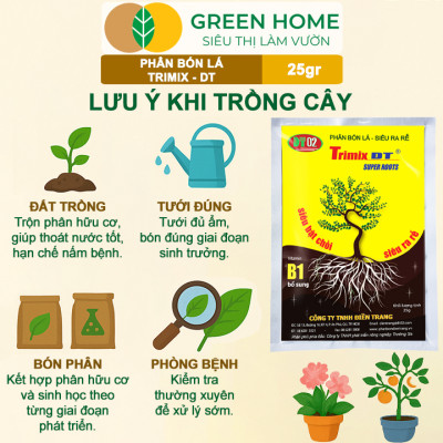 Phân Bón Lá TRIMIX-DT, GreenHome, Gói 25gr, Siêu Bật Chồi, Kích Thích Ra Rễ Cực Mạnh,Tăng Trưởng Cây