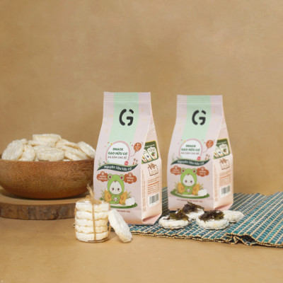Bánh snack ăn dặm hữu cơ cho bé GUfoods - Thành phần gạo organic, Không gia vị, Dễ Tiêu hoá, Phù hợp cho bé từ 1 tuổi