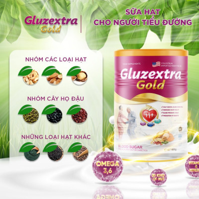 Sữa tiểu đường COMBO MUA 3 TẶNG 1 GLUZETRA GOLD hơn 20 loại hạt với sữa non nhập khẩu từ Mỹ giàu dinh dưỡng 400g/lon