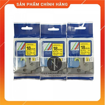 [Combo 3 hộp] Nhãn In đa lớp Tz2-641 - Đen nền vàng 18mm x 8m - Hàng nhập khẩu