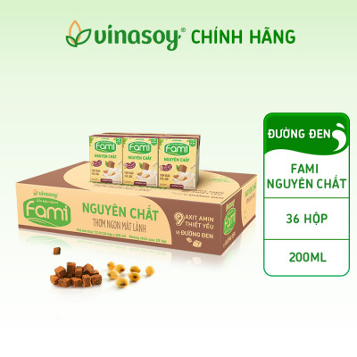 Thùng Sữa Đậu Nành Vinasoy Fami Nguyên Chất Vị Đường Đen (200ml x 36 Hộp)