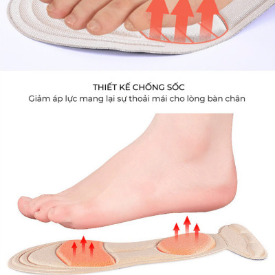 Miếng Lót Giảm Size Cho Giày Bị Rộng Cao Cấp MÀU ĐEN 2 Miếng Lót Giày Cao Gót Mũi Tròn Giúp Giảm Size Vải Thoáng Khí Và Êm Chân 2 Cặp