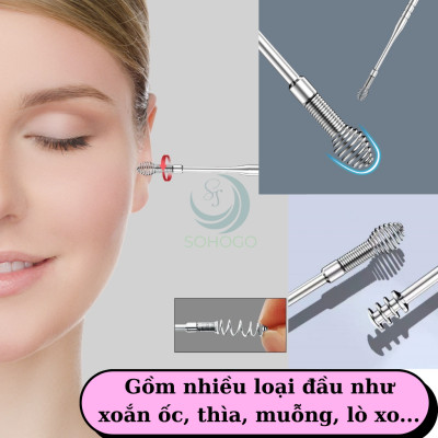 Bộ dụng cụ lấy ráy tai inox cao cấp- Bộ ngoáy tai y tế inox 304- Dụng cụ lấy ráy tai chuyên nghiệp- Bộ vệ sinh tai không đau, an toàn- Bộ dụng cụ ngoáy tai chống gãi rát- Que lấy ráy tai đa năng bằng thép không gỉ