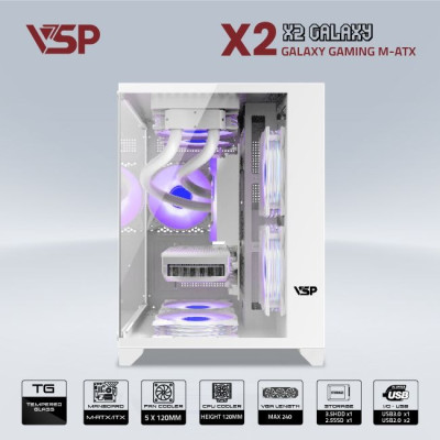  Vỏ Máy Tính Case VSP X2 Galaxy (Black/White) - Hàng Chính Hãng 