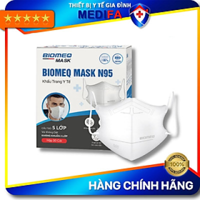 Khẩu Trang Y Tế BIOMEQ MASK N95 5 Lớp Vật Liệu Kháng Khuẩn, Có Vải Không Dệt Xử Lý Tĩnh Điện, Lọc Bụi Mịn & Chống Thấm