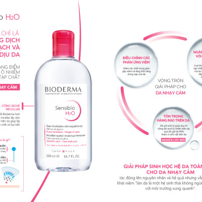 Nước Tẩy Trang Dành Cho Da Nhạy Cảm BIODERMA Sensibio H2O 100ml - Tặng 1 Móc Khóa Nhựa 2 Mặt