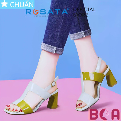 Giày xăng đan nữ hở mũi cao 7 phân RO662 ROSATA tại BCASHOP phối màu độc đáo, tạo nét thanh lịch và thời trang