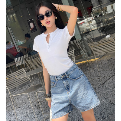 Quần short jean nữ lưng cao regular fit Aaa Jeans Royal Blue