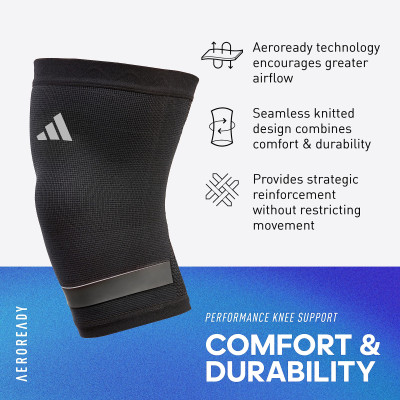 Bó Gối, Băng Gối Thun Co Giãn ADIDAS ADSU-1332NL Performance Knee Support (1 Cái) - Hàng Chính Hãng