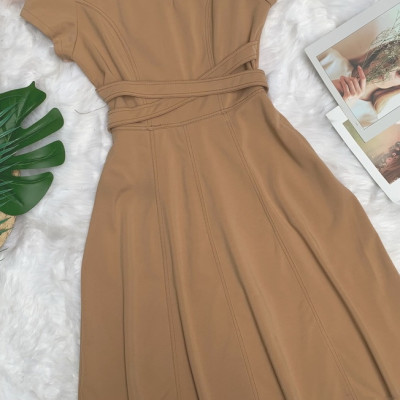 Đầm xòe công sở viền chỉ nổi 