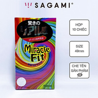 Bao cao su Sagami Miracle - 10s - Size 49 mm - Thiết kế 3D - Ôm khít - Che Tên Sp