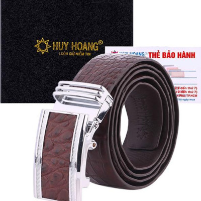 Thắt Lưng Nam Da Cá Sấu Nguyên Con Bụng Bản Lớn Huy Hoàng HT4750 - Nâu Đất