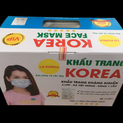 Combo 4 hộp khẩu trang y tế korea, bốn lớp (tương đương 200 chiếc)