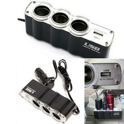 Bộ Chia Tẩu Sạc Ô Tô 1 Ra 3 Cổng Cao Cấp Socket - Hàng Nhập Khẩu