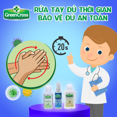 Combo GEL rửa tay sát khuẩn tay bảo vệ toàn diện Green Cross Total Defense 500ml