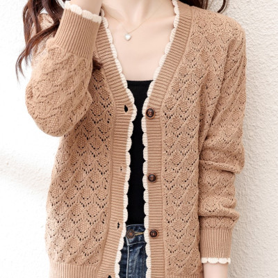 Áo khoác nữ, áo cardigan len phối ren xinh xắn K02