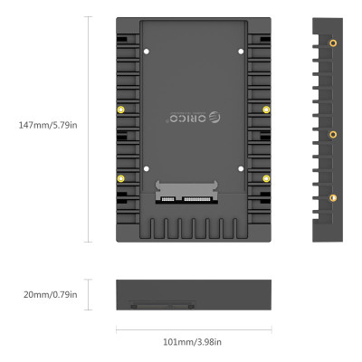 Khay Đựng Ổ Cứng ORICO 1125SS Hỗ Trợ gắn SSD/HDD 2.5" vào khay 3.5" trên PC - Hàng chính hãng 