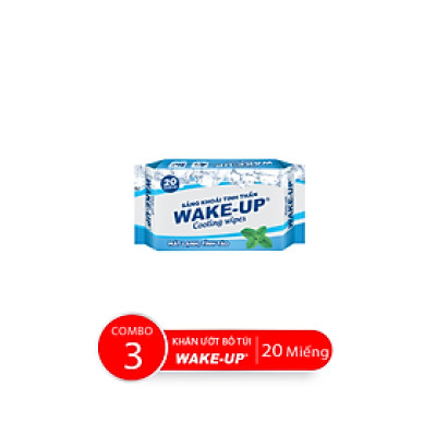 Combo Bao Khăn Giấy Ướt Mát Lạnh WAKE-UP, 20 Miếng/Bao