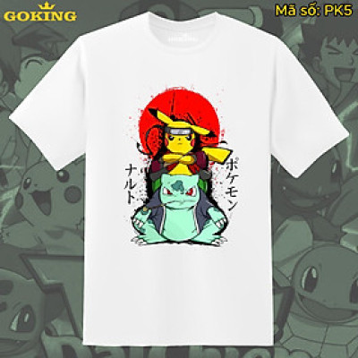 Áo thun in hình PikachuRuto siêu đẹp, mã PK5. Áo phông in hình pokemon cao cấp cho trẻ em, bé trai, bé gái và teen nam nữ