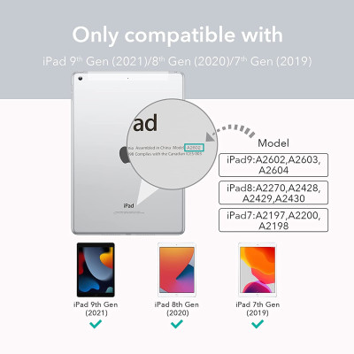 Bao da dành cho iPad Gen 9 10.2 inch 2021 ESR Rebound Slim Smart Case - Hàng Nhập Khẩu