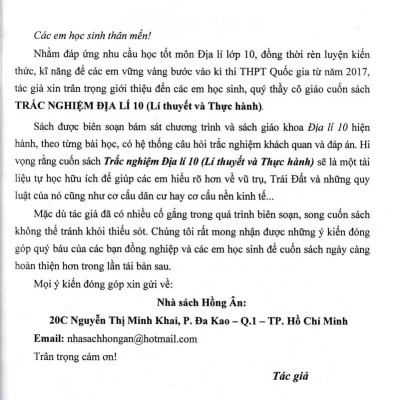 Trắc Nghiệm Địa 10 (Lí Thuyết Và Thực Hành) (Tái Bản)
