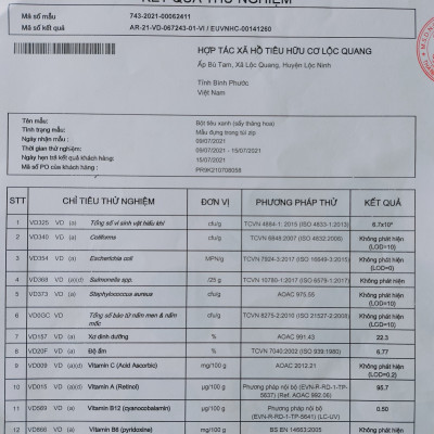 Bột tiêu xanh sấy thăng hoa