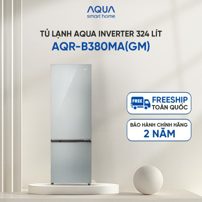 Freeship toàn quốc - Tủ lạnh ngăn đông dưới Aqua Inverter 324 lít AQR-B380MA(GM) - Bảo hành 2 năm - Hàng chính hãng