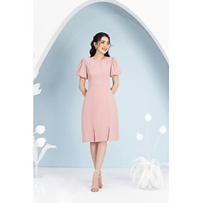 Đầm Thiết Kế Dáng Ôm A Luperi LFV3288 Tay Bồng Cổ Tròn Phối Túi Cúc 