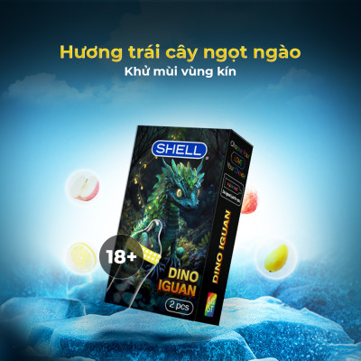 Bao cao su Shell Dino Iguan - 1 bao 2 vòng bi siêu lớn + 1 bao Shell Performax (Hộp 2 cái) | SHELL CHÍNH HÃNG