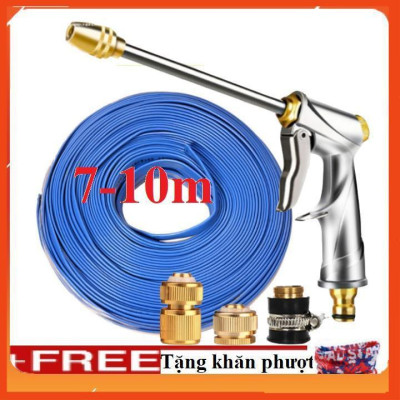Bộ dây vòi xịt nước rửa xe, tưới cây . tăng áp 3 lần, loại 7m, 10m 206701-2 đầu đồng,cút đồng+ tặng khăn phượt