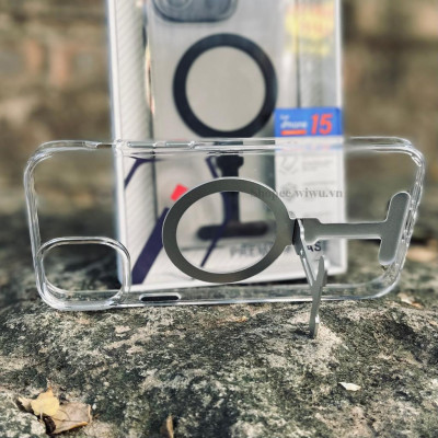 Ốp lưng trong suốt kèm giá đỡ WIWU Aurora Magnetics cho IPhone 15 Pro Max , 14 Pro Max hỗ trợ sạc không dây , chống sốc - hàng nhập khẩu