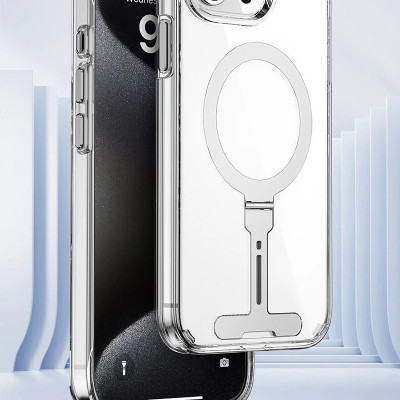 Ốp lưng sạc từ tính tích hợp kệ đỡ ẩn cho iPhone 15 Pro / 15 Pro Max / 15 Plus hiệu WIWU Stand chống sốc, chống va đập bảo vệ camera - Hàng nhập khẩu