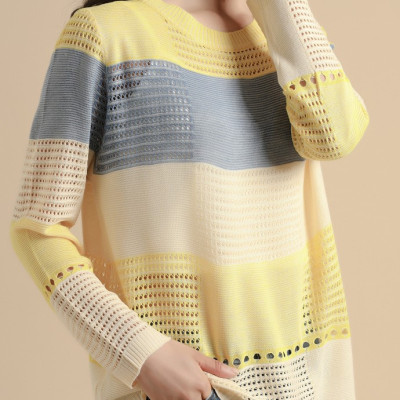 Áo len kẻ ngang cổ tròn nữ tính Haint Boutique
