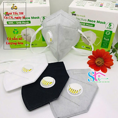 Khẩu trang n95 có van thở SHB Pro Mask, Kn95 cao cấp 5 lớp kháng khuẩn chuẩn FFP2 