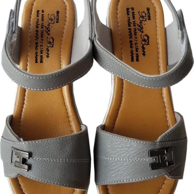 Giày Sandal Nữ Đế Xuồng BIGGBEN Da Bò Thật SDX04