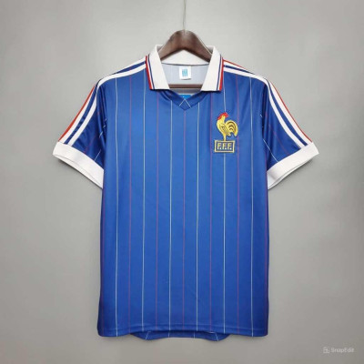 Áo Bóng Đá Retro Tuyển Pháp 1982 - Sân Nhà bản cao cấp vải Cotton Polyester