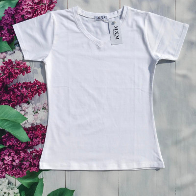 Áo thun nữ trơn cổ tim tay ngắn thun cotton 4 chiều form ôm body MXM ( ANU007 )