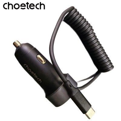 Tẩu Choetech TC0030 sạc nhanh ô tô 65W tích hợp thêm dây cáp sạc lò xo Type C (Hàng chính hãng)