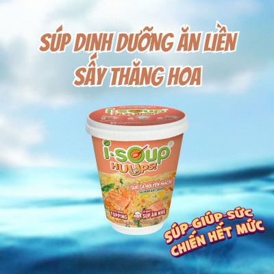 Súp Cá Hồi Yến Mạch Ăn Liền ISOUP HUUPS Hũ 23G - Súp Ăn Liền Sấy Thăng Hoa