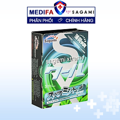 Bao cao su Sagami Xtreme Spearmint - thương hiệu Nhật Bản hương Bạc Hà, kiểu truyền thống - hộp 3 cái